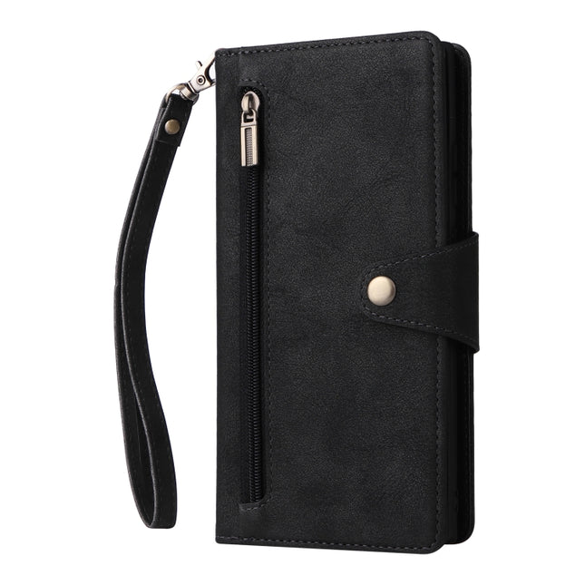 Rivet Buckle 9 Cards Three Fold Leather Phone Case, For Xiaomi 11T
