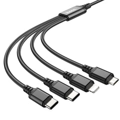 hoco X76 4 in 1 2A Dual USB-C/Type-C +8 Pin + Micro USB Super Charging Cable,Length: 1m, X76 Dual Type-C