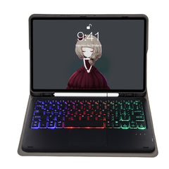 A700B-AS Lambskin Texture Backlight Bluetooth Keyboard Leather Tablet Case