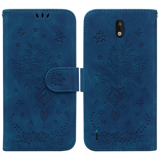 Butterfly Rose Embossed Leather Phone Case, For Nokia 1.3, For Nokia 5.3, For Nokia 5.4, For Nokia C20 / C10