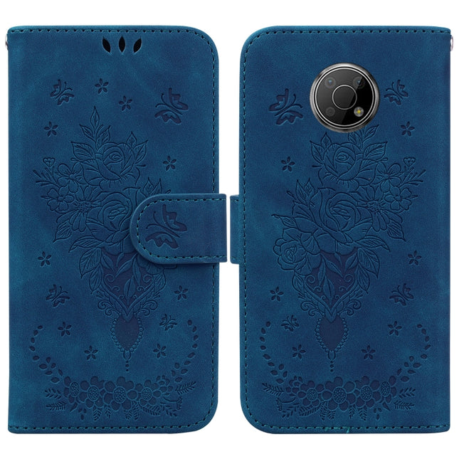 Butterfly Rose Embossed Leather Phone Case, For Nokia G300, For Nokia XR20, For Nokia 1.4, For Nokia 2.4