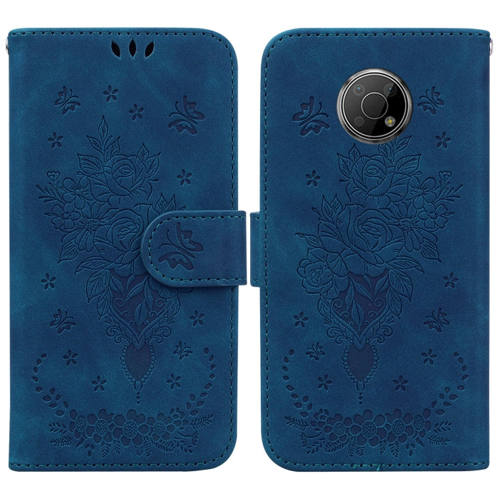 Butterfly Rose Embossed Leather Phone Case, For Nokia G300, For Nokia XR20, For Nokia 1.4, For Nokia 2.4