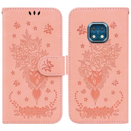 Butterfly Rose Embossed Leather Phone Case, For Nokia G300, For Nokia XR20, For Nokia 1.4, For Nokia 2.4