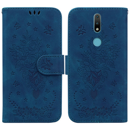 Butterfly Rose Embossed Leather Phone Case, For Nokia G300, For Nokia XR20, For Nokia 1.4, For Nokia 2.4