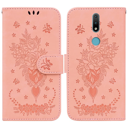 Butterfly Rose Embossed Leather Phone Case, For Nokia G300, For Nokia XR20, For Nokia 1.4, For Nokia 2.4