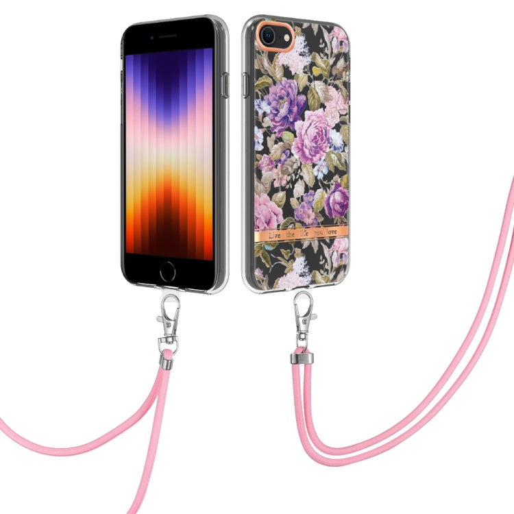 Flowers Series TPU Phone Case with Lanyard, For iPhone SE 2022/SE 2020/8/7, For Motorola Moto G Stylus 2022 4G, For Motorola Moto G31/G41, For Motorola Moto G51 5G, For Motorola Moto G71 5G