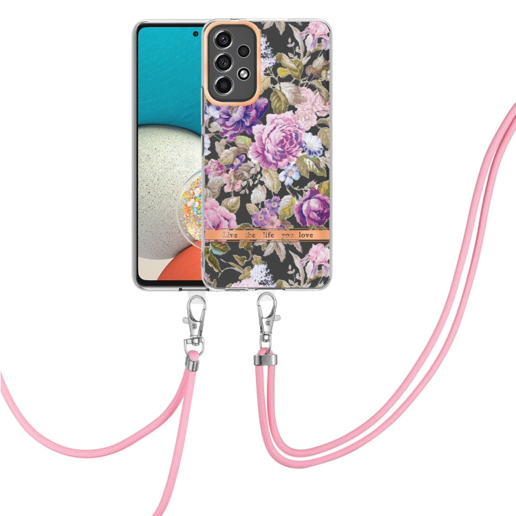Flowers Series TPU Phone Case with Lanyard, For Samsung Galaxy A73 5G