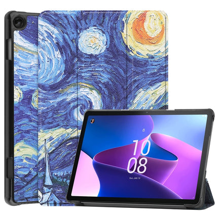 Custer Painted 3-Fold Holder Smart Leather Tablet Case, For Amazon Kindle Fire 7 2022, For Lenovo Tab M10 3rd Gen