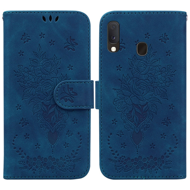 Butterfly Rose Embossed Leather Phone Case, For Samsung Galaxy A10e / A20e, For Samsung Galaxy A13 4G, For Samsung Galaxy A20 / A30, For Samsung Galaxy A33 5G