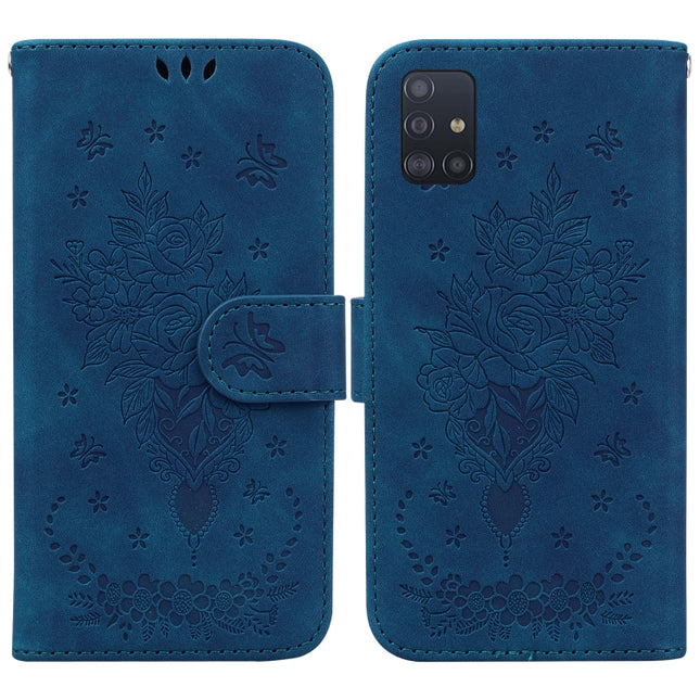 Butterfly Rose Embossed Leather Phone Case, For Samsung Galaxy A23, For Samsung Galaxy A51 5G, For Samsung Galaxy A52 5G / 4G, For Samsung Galaxy A71