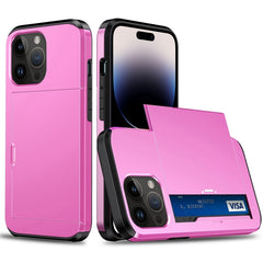 Shockproof Armor Protective Phone Case with Slide Card Slot, For iPhone 14 Pro, For iPhone 14 Pro Max