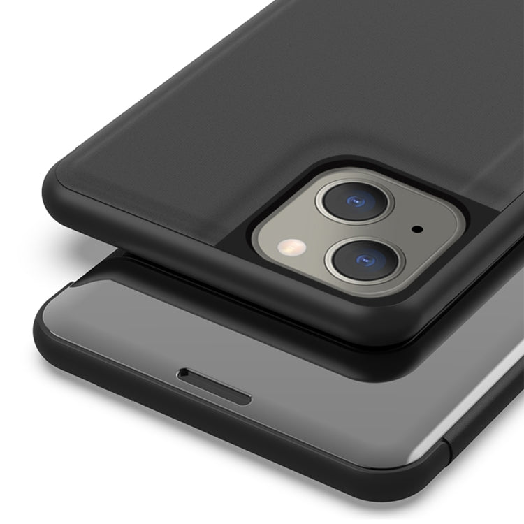 Plated Mirror Horizontal Flip Leather Phone Case with Holder