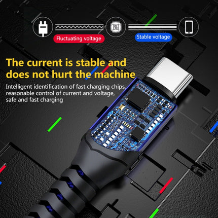 6A USB-Ladekabel im Woven-Stil, Kabellänge: 1 m, USB-C/Typ-C, Micro USB, 8-polig