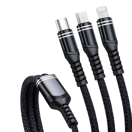 6A 66W 3 in 1 USB to 8 Pin + Micro USB + USB-C / Type-CFast Charging Braided Data Cable