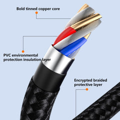 6A 66W 3 in 1 USB to 8 Pin + Micro USB + USB-C / Type-CFast Charging Braided Data Cable, USB to 8 Pin+Micro USB+Type-C