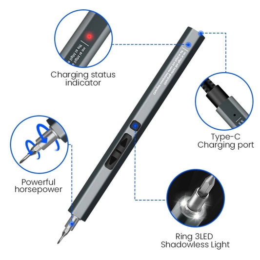 Type-C Port Rechargeable Cordless Electric Screwdriver Set, 12 in 1, 33 in 1, 49 in 1