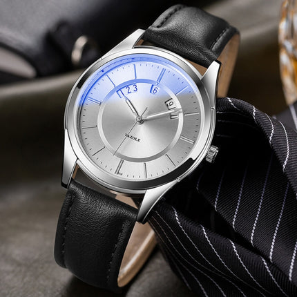 YAZOLE 513 Leather Band Calendar Waterproof Quartz Watch