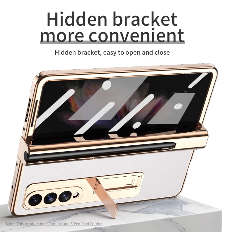 Litchi Texture Integrated Electroplating Hinge Flip Phone Case with Pen Slot