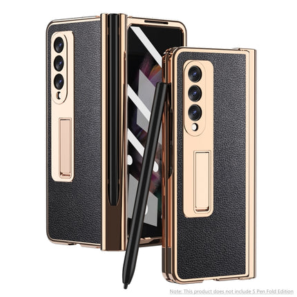 Litchi Texture Integrated Electroplating Hinge Flip Phone Case with Pen Slot