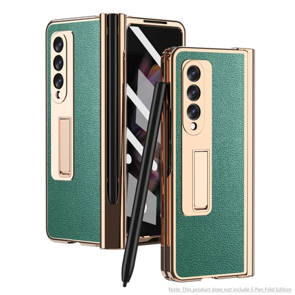 Litchi Texture Integrated Electroplating Hinge Flip Phone Case with Pen Slot