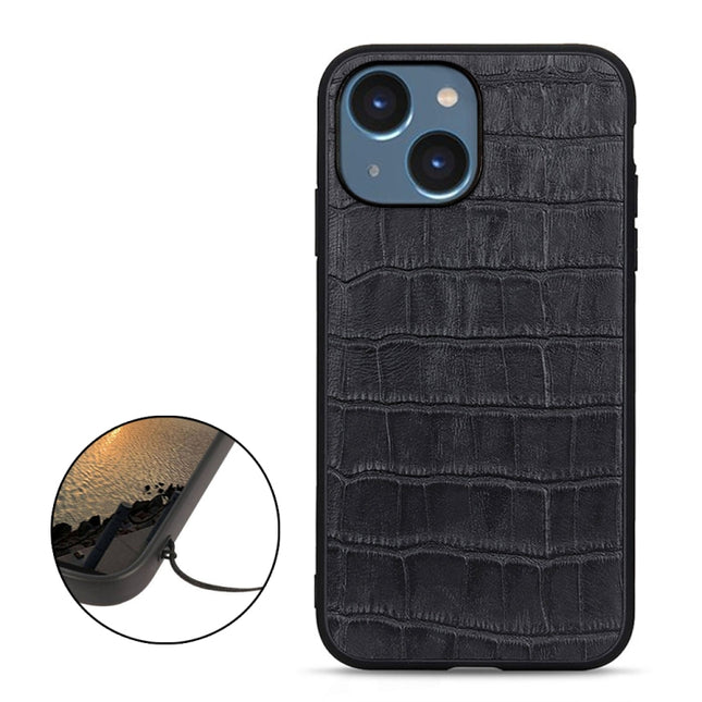 Funda de piel auténtica con textura de cocodrilo para iPhone 14, iPhone 14 Plus, iPhone 14 Pro, iPhone 14 Pro Max
