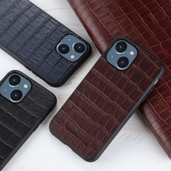 Crocodile Texture Genuine Leather Phone Case, For iPhone 14, For iPhone 14 Plus, For iPhone 14 Pro, For iPhone 14 Pro Max