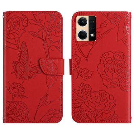 Skin Feel Butterfly Peony Embossed Leather Phone Case, For Motorola Moto G52J 5G, For Motorola Moto G71S, For OPPO Realme Narzo 50 4G, For OPPO Reno7 4G
