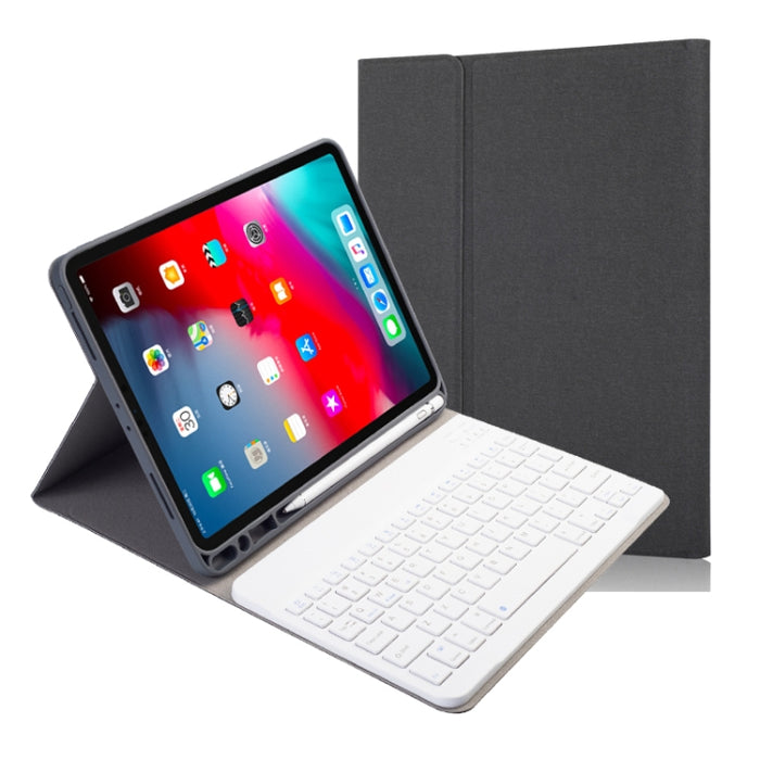 Abnehmbare magnetische Bluetooth-Tastatur mit Stoffstruktur, horizontales Klappetui aus Leder für iPad Pro 11 2020/2018 mit Halter und Stiftschlitz, RK11, RK11D-Hintergrundbeleuchtung
