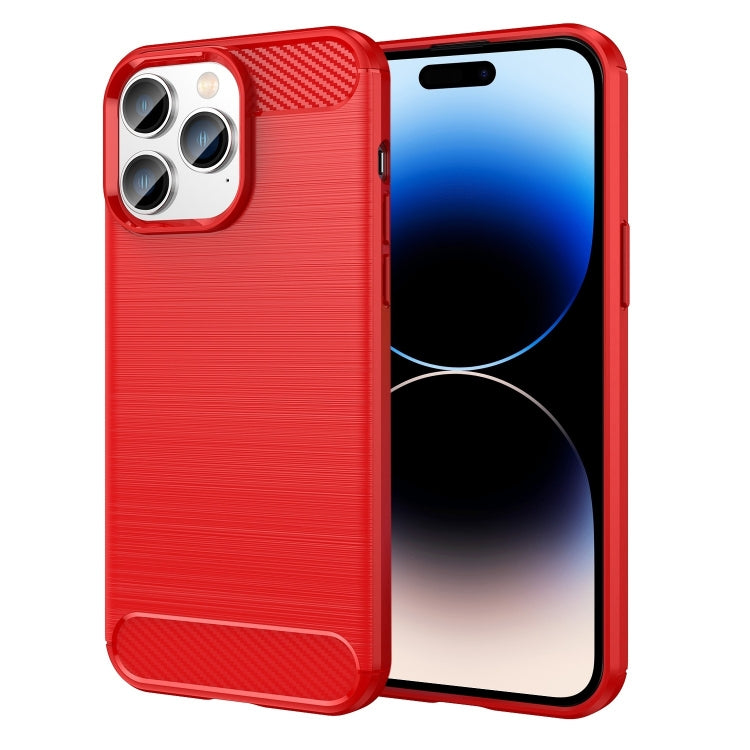 Brushed Texture Carbon Fiber TPU Phone Case, For iPhone 14 Pro, For iPhone 14 Pro Max, For iPhone 14 Plus, For iPhone 14
