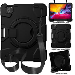 Silicone + PC Full Body Protection Tablet Case With Holder & Strap, For iPad 9.7 2018, For iPad Pro 11 2020/Pro 11 2018/Air 2020/Air 2022