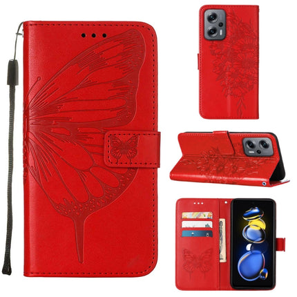 Embossed Butterfly Leather Phone Case, For Xiaomi 12 Lite, For Xiaomi Redmi Note 11T Pro, For Xiaomi Poco M4 5G