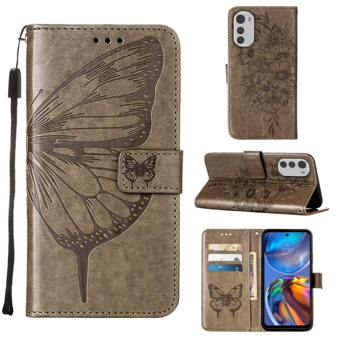 Embossed Butterfly Leather Phone Case, For Motorola Moto E32