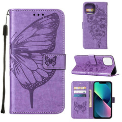 Embossed Butterfly Leather Phone Case, For iPhone 14, For iPhone 14 Plus, For iPhone 14 Pro, For iPhone 14 Pro Max