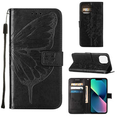 Embossed Butterfly Leather Phone Case, For iPhone 14, For iPhone 14 Plus, For iPhone 14 Pro, For iPhone 14 Pro Max