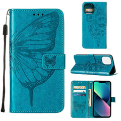 Embossed Butterfly Leather Phone Case, For iPhone 14, For iPhone 14 Plus, For iPhone 14 Pro, For iPhone 14 Pro Max