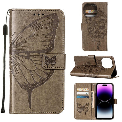 Embossed Butterfly Leather Phone Case, For iPhone 14, For iPhone 14 Plus, For iPhone 14 Pro