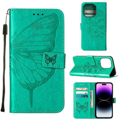 Embossed Butterfly Leather Phone Case, For iPhone 14, For iPhone 14 Plus, For iPhone 14 Pro, For iPhone 14 Pro Max