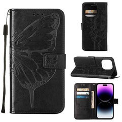 Embossed Butterfly Leather Phone Case, For iPhone 14, For iPhone 14 Plus, For iPhone 14 Pro, For iPhone 14 Pro Max