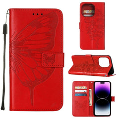 Embossed Butterfly Leather Phone Case, For iPhone 14, For iPhone 14 Plus, For iPhone 14 Pro, For iPhone 14 Pro Max