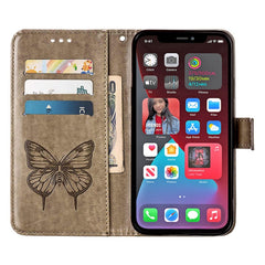 Embossed Butterfly Leather Phone Case, For iPhone 14 Pro Max