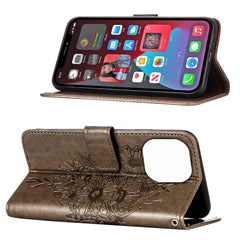 Embossed Butterfly Leather Phone Case, For iPhone 14 Pro Max