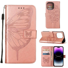 Embossed Butterfly Leather Phone Case, For iPhone 14, For iPhone 14 Plus, For iPhone 14 Pro, For iPhone 14 Pro Max