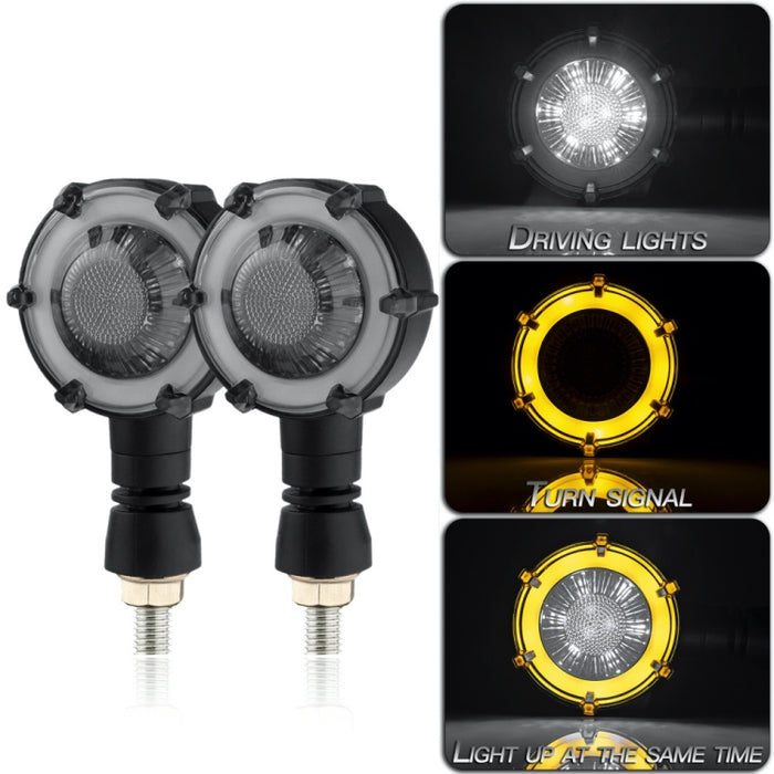 PE-ZSD-174 Motorcycle Flashing Rotation Mode LED Two-color Modified Round Turn Signal Light