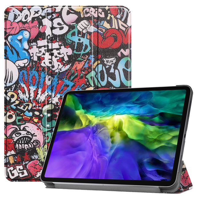 Custer Lackierte TPU-Lederhülle für Smart-Tablets mit Schlaffunktion, dreifach faltbarer Halterung und Stiftschlitz, für iPad Pro 11 Zoll 2020