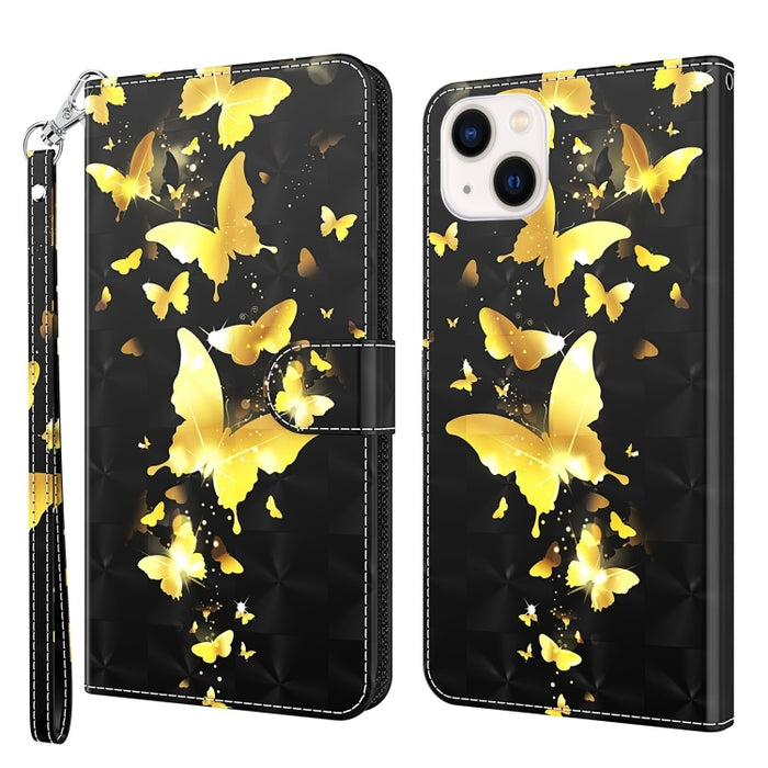 Funda de cuero con tapa para teléfono con patrón de pintura 3D, para iPhone 14, para iPhone 14 Plus, para iPhone 14 Pro