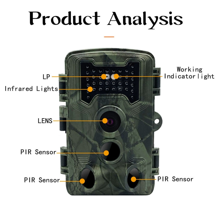 PR1000 2 Inch LCD Screen Infrared Night Vision Motion Wildlife Hunting Trail Camera, PR1000
