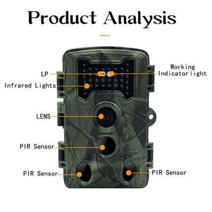 PR1000 2 Inch LCD Screen Infrared Night Vision Motion Wildlife Hunting Trail Camera, PR1000