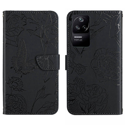 Skin Feel Butterfly Peony Embossed Leather Phone Case, For Xiaomi Poco F4 5G, For Xiaomi Poco X4 GT