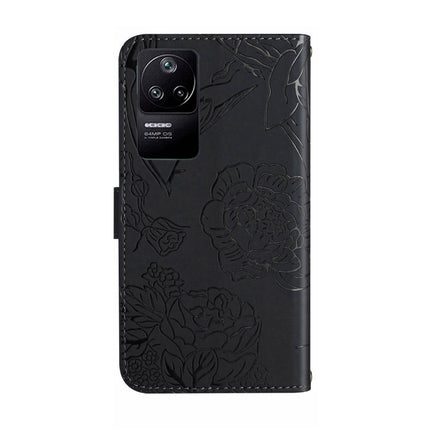 Skin Feel Butterfly Peony Embossed Leather Phone Case, For Xiaomi Poco F4 5G, For Xiaomi Poco X4 GT
