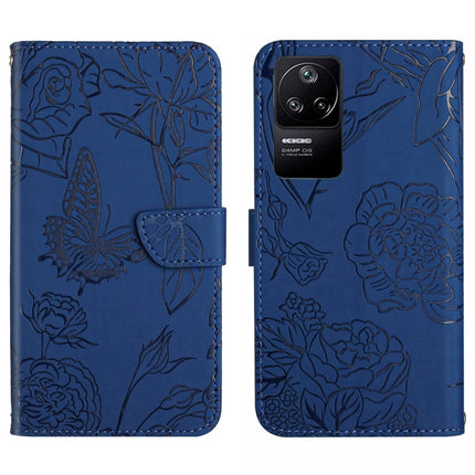 Skin Feel Butterfly Peony Embossed Leather Phone Case, For Xiaomi Poco F4 5G, For Xiaomi Poco X4 GT